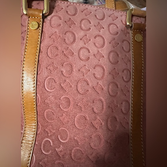 CELINE Tote Bag Pink Suede Leather Vintage Handbag - Picture 8 of 17